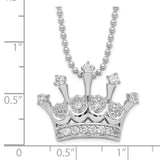 Cheryl M Sterling Silver Rhodium Plated CZ Crown 18in Necklace-WBC-QCM1187-18