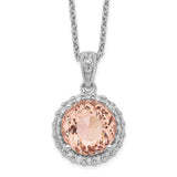 Cheryl M SS Rhodium-plated CZ and Simulated Morganite 18in Necklace-WBC-QCM1189-18