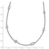 Cheryl M Sterling Silver Rhodium-plated CZ Station 36.5in Necklace-WBC-QCM1192-36.5