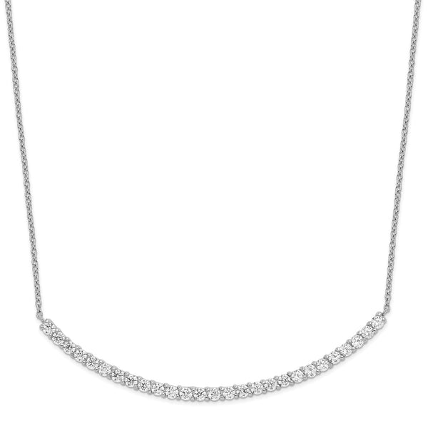 Cheryl M Sterling Silver Rhodium Plated CZ Bar 18in Necklace-WBC-QCM1214-18