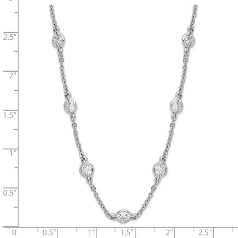 Cheryl M Sterling Silver Rhodium-plated Polished CZ Stations 18in Necklace-WBC-QCM1384-18.5