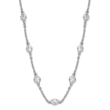 Cheryl M Sterling Silver Rhodium-plated Polished CZ Stations 18in Necklace-WBC-QCM1384-18.5