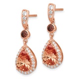 Cheryl M Sterling Silver Rose Gold-plated Multicolored CZ Dangle Earrings-WBC-QCM1385