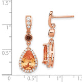 Cheryl M Sterling Silver Rose Gold-plated Multicolored CZ Dangle Earrings-WBC-QCM1385