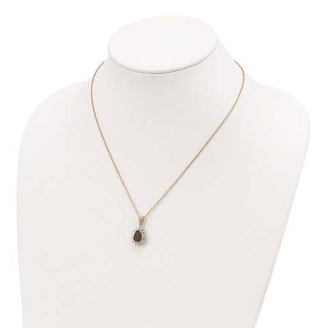 Cheryl M Sterling Silver Gold Plated & Teardrop Brown CZ 18.5in Necklace-WBC-QCM1388-18.5