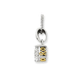 Cheryl M 18in Sterling Silver & Gold-plated X & O Gallery 8mm CZ Necklace-WBC-QCM139-18