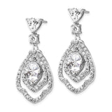 Cheryl M Sterling Silver Rhodium-plated Fancy CZ Post Dangle Earrings-WBC-QCM1400