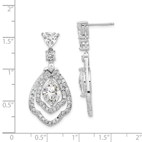 Cheryl M Sterling Silver Rhodium-plated Fancy CZ Post Dangle Earrings-WBC-QCM1400