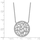 Cheryl M Sterling Silver Rhodium Plated CZ Cluster Circle 18in Necklace-WBC-QCM1425-18