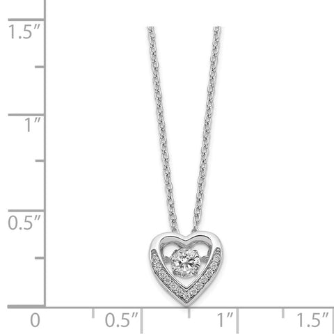 Cheryl M Sterling Silver Rhodium-plated 18in Vibrant CZ Heart Necklace-WBC-QCM1430-18