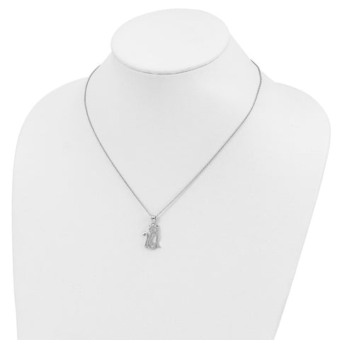 Cheryl M Sterling Silver Rhodium-plated CZ Cat 18.25in Necklace-WBC-QCM1434-18.25
