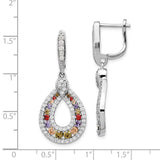 Cheryl M SS Rhod Plated Multicolor CZ Teardrop Dangle Earrings-WBC-QCM1439