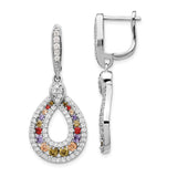 Cheryl M SS Rhod Plated Multicolor CZ Teardrop Dangle Earrings-WBC-QCM1439