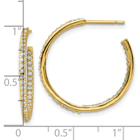 Cheryl M SS Gold-plated CZ Pave Hoop Earrings-WBC-QCM1465