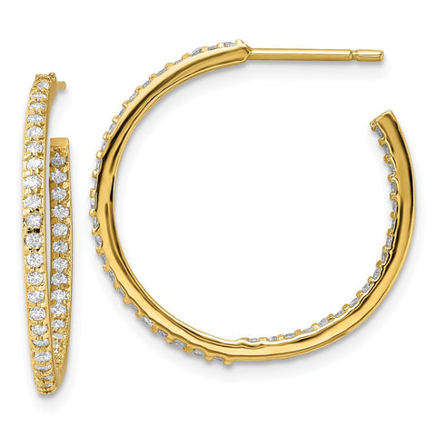 Cheryl M SS Gold-plated CZ Pave Hoop Earrings-WBC-QCM1465
