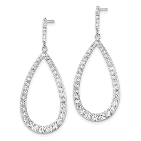 Cheryl M SS Rhodium-plate CZ Open Pear Shape Drop Earrings-WBC-QCM1477