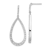 Cheryl M SS Rhodium-plate CZ Open Pear Shape Drop Earrings-WBC-QCM1477