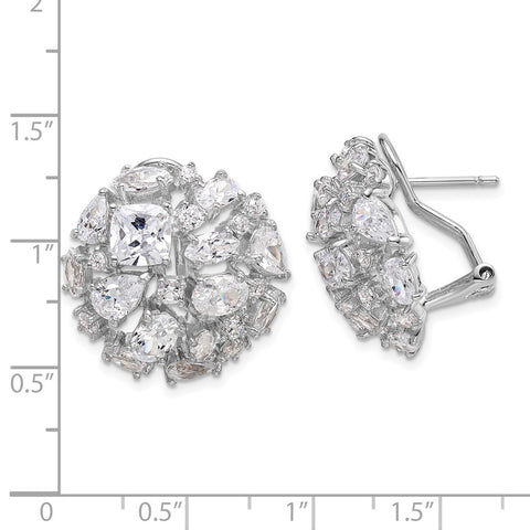 Cheryl M SS Rhodium-plated CZ Multistone Cluster Dome Earrings-WBC-QCM1482