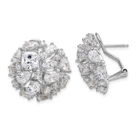 Cheryl M SS Rhodium-plated CZ Multistone Cluster Dome Earrings-WBC-QCM1482