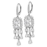 Cheryl M SS Rhodium-plated CZ Fancy Dangle Leverback Earrings-WBC-QCM1487