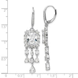 Cheryl M SS Rhodium-plated CZ Fancy Dangle Leverback Earrings-WBC-QCM1487