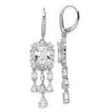 Cheryl M SS Rhodium-plated CZ Fancy Dangle Leverback Earrings-WBC-QCM1487