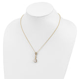 Cheryl M SS Gold-plated CZ Dangle Pendant Necklace-WBC-QCM1503-18