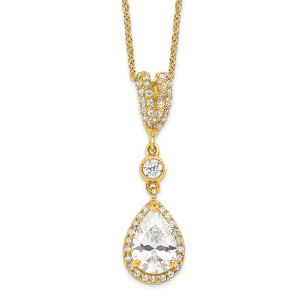 Cheryl M SS Gold-plated CZ Dangle Pendant Necklace-WBC-QCM1503-18