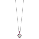 Cheryl M SS Rhod-plated Lab Created Opal And Red Nano Crystal Necklace-WBC-QCM1523-18