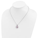 Cheryl M SS Rhod-plated Lab Created Opal And Red Nano Crystal Necklace-WBC-QCM1523-18