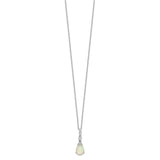 Cheryl M SS Rhodium-plated Lab Created Pear Opal And CZ Necklace-WBC-QCM1528-18