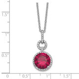 Cheryl M SS Rhodium-plated Lab Created Ruby And CZ Necklace-WBC-QCM1529-18