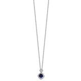 Cheryl M SS Rhodium-plated Blue Glass And CZ Necklace-WBC-QCM1530-18