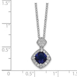 Cheryl M SS Rhodium-plated Blue Glass And CZ Necklace-WBC-QCM1530-18