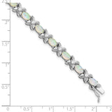 Cheryl M SS Rhod Plated Fancy X and O Created Opal And CZ Bracelet-WBC-QCM1533-7.25