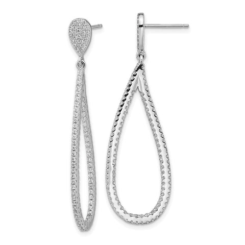 Cheryl M Sterling Silver Rhodium-plated CZ Teardrop In-Out Post Earrings-WBC-QCM1538