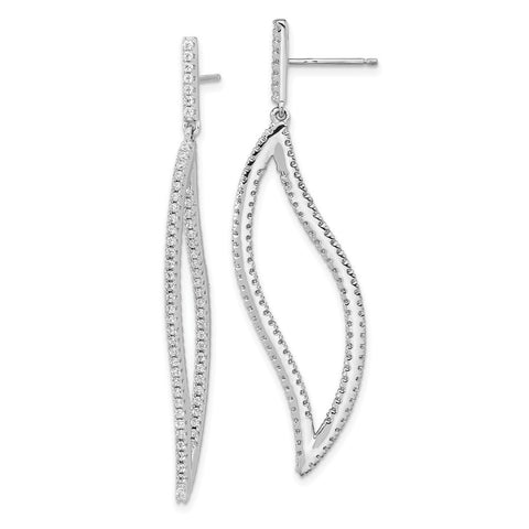 Cheryl M Sterling Silver Rhodium-plated CZ Fancy In and Out Earrings-WBC-QCM1539