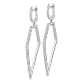 Cheryl M Sterling Silver Rhod Plated CZ Geometric Dangle Hinged Earrings-WBC-QCM1540