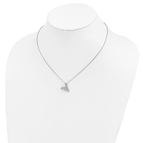 Cheryl M Sterling Silver Rhod Plated CZ w/ 2in ext. Whale Tail Necklace-WBC-QCM1542-16