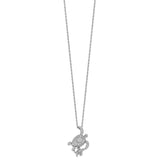 Cheryl M Sterling Silver Rhodium-plated CZ w/ 2in ext. Turtles Necklace-WBC-QCM1543-16