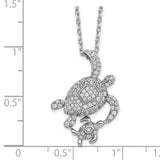 Cheryl M Sterling Silver Rhodium-plated CZ w/ 2in ext. Turtles Necklace-WBC-QCM1543-16