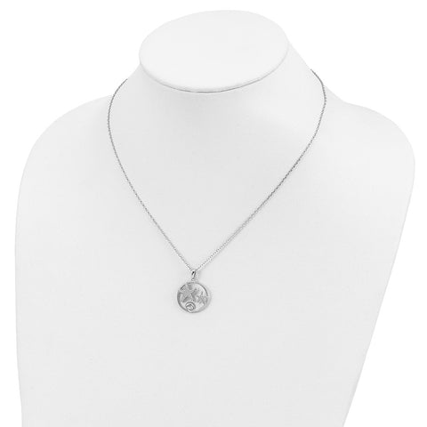 Cheryl M Sterling Silver Rhodium-plated CZ w/ 2in ext. Sea Life Necklace-WBC-QCM1545-16