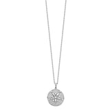 Cheryl M Sterling Silver Rhod Plated CZ w/ 2in ext. Sand Dollar Necklace-WBC-QCM1547-16