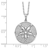 Cheryl M Sterling Silver Rhod Plated CZ w/ 2in ext. Sand Dollar Necklace-WBC-QCM1547-16