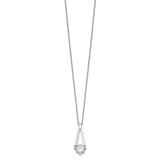 Cheryl M Sterling Silver Rhodium-plated CZ Fancy V w/ 2in ext. Necklace-WBC-QCM1551-16