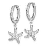 Cheryl M Sterling Silver Rhodium-plated CZ Starfish Hoop Dangle Earrings-WBC-QCM1552