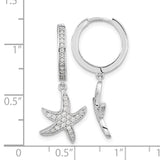 Cheryl M Sterling Silver Rhodium-plated CZ Starfish Hoop Dangle Earrings-WBC-QCM1552