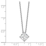 Cheryl M Sterling Silver Rhodium-plated Square CZ w/ 2.5in ext. Necklace-WBC-QCM1556-16