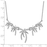 Cheryl M Sterling Silver Rhodium-plated CZ w/ 2in ext. Palm Tree Necklace-WBC-QCM1558-16