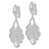 Cheryl M Sterling Silver Rhodium-plated Fancy CZ Hinged Dangle Earrings-WBC-QCM1559